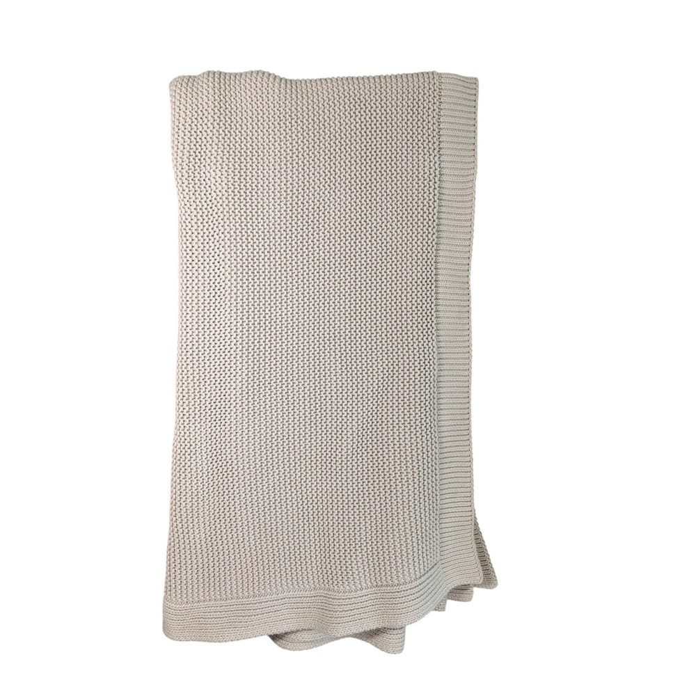 Kassadecor by Kassatex Throw Blanket  60 x 62  Beige 100% Cotton Chunky Knit